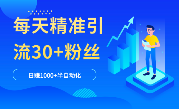 每天精准引流30+粉丝，日赚1000+半自动化